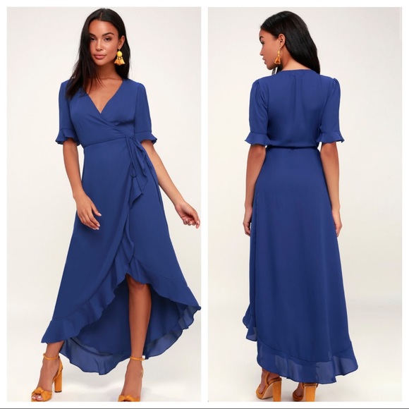 Lulus Dresses & Skirts - Lulus Wild Winds Royal Blue High-Low Wrap Dress